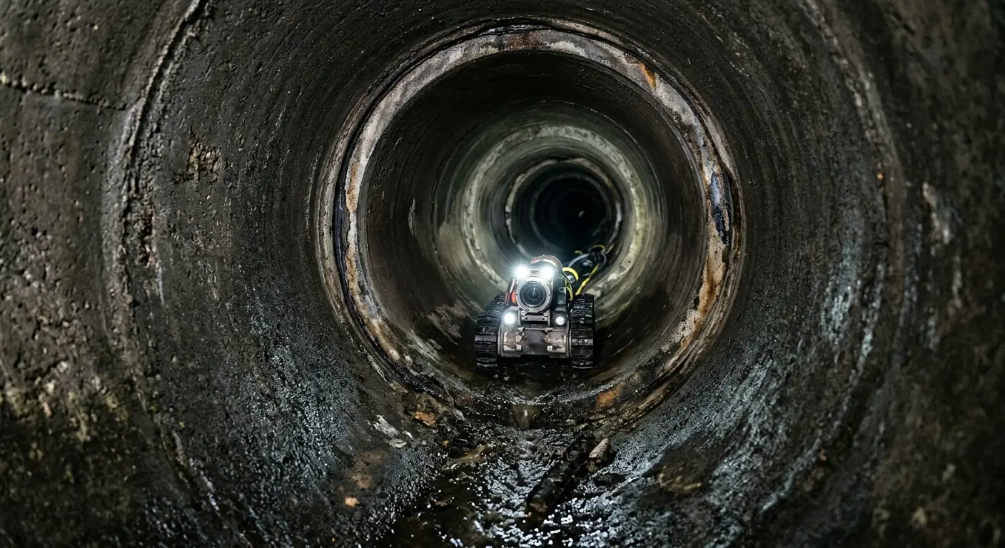 Robotic sewer camera inspecting pipe interior for Sewer Line Repair in Signal Hill